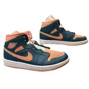 Women’s Air Jordan 1 Mid 'Dark Teal Green' BQ6472-308 size 11.5 Nike no laces